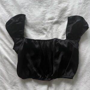 Black Satin Crop Top | Wilfred / Aritzia